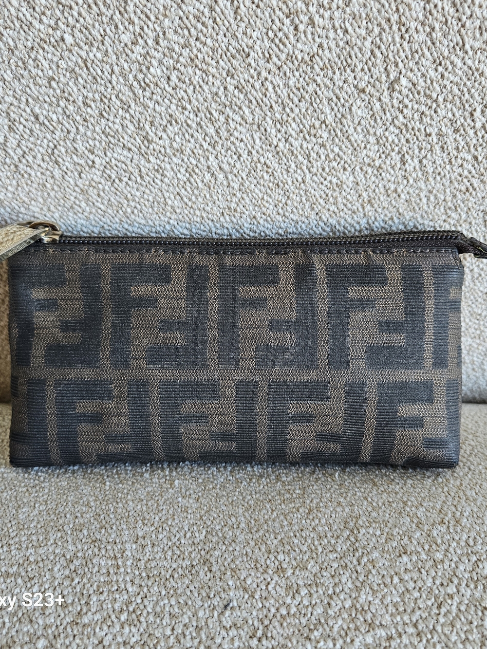 Vintage Fendi Monogram Zucca Brown Zip Pouch